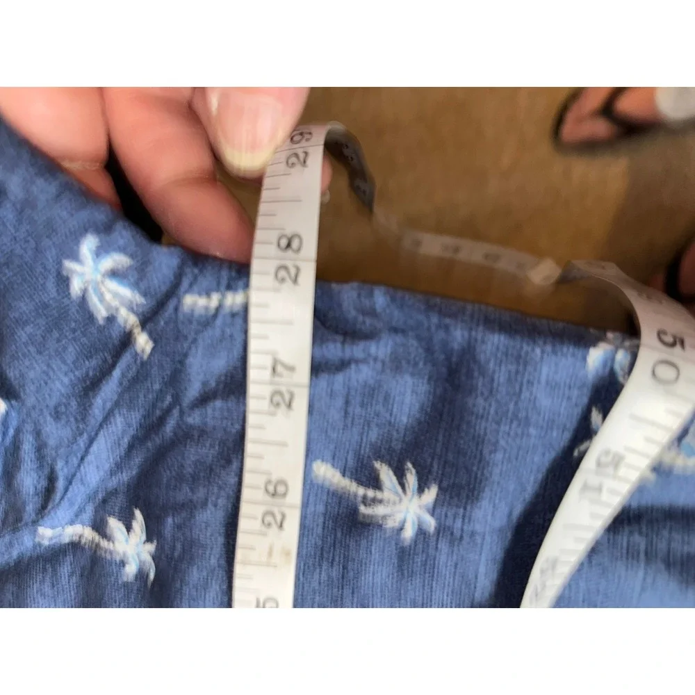 Tommy Bahama Mens  Blue Embroidered Palm Tree Hammock Short Sleeve Button‎ Shirt